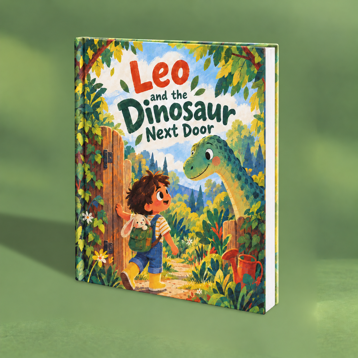 Leo and the Dinosaur Next Door personalized book mockup